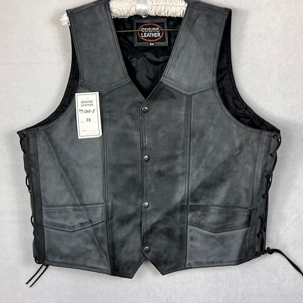 NWT Genuine Leather Motorcycle Rider Vest Men's Size 54 Traditional